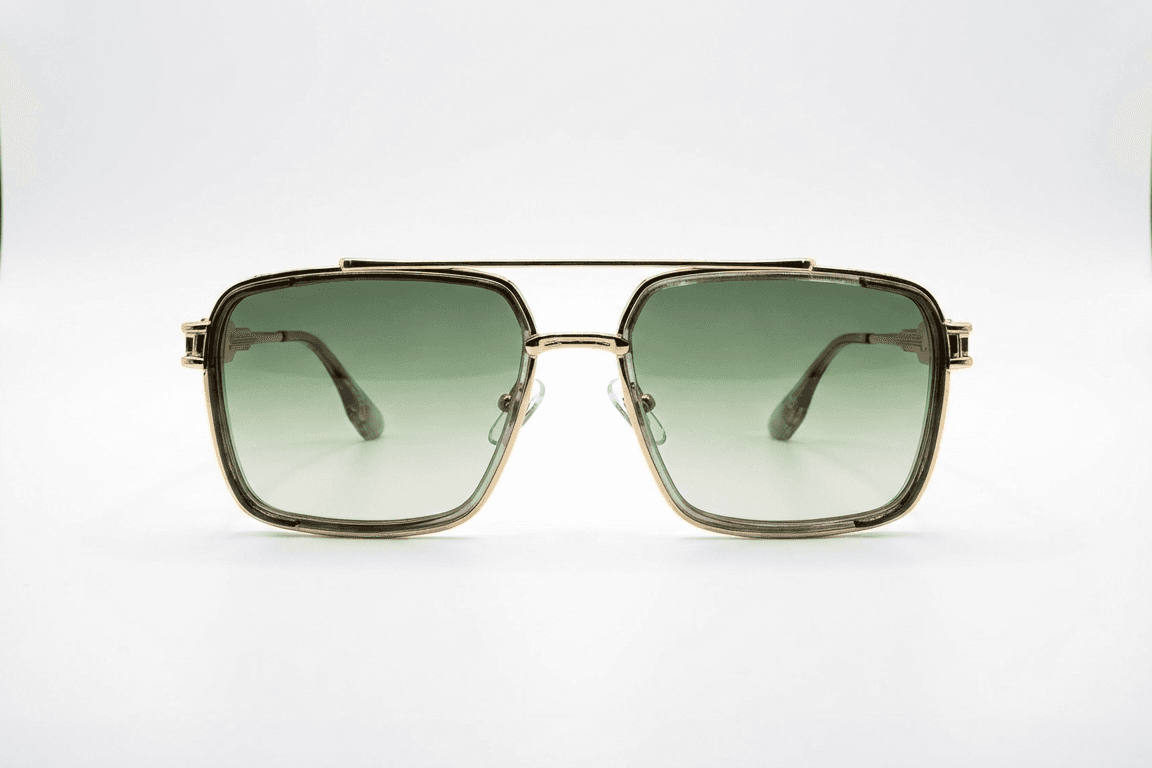 CARLO DALI "EMPIRE" | Polished Gold & Black Textured Square Aviator Sunglasses thumbnail 2