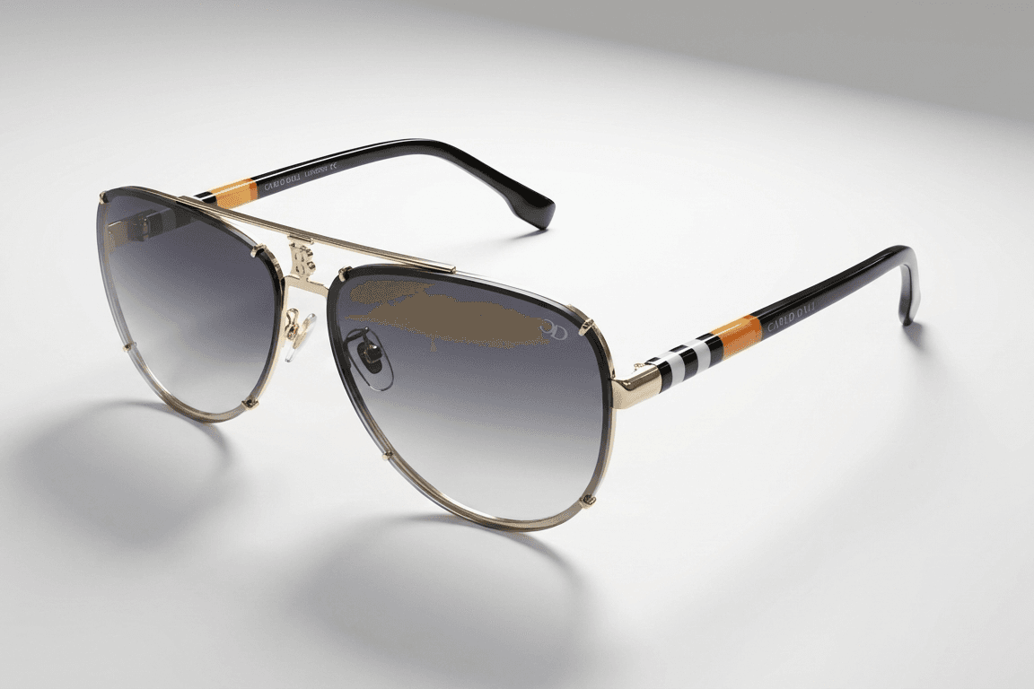 CARLO DALI "MAJESTY" SUNGLASSES | Rimless Purple Gradient Aviators with Signature Heritage Temples