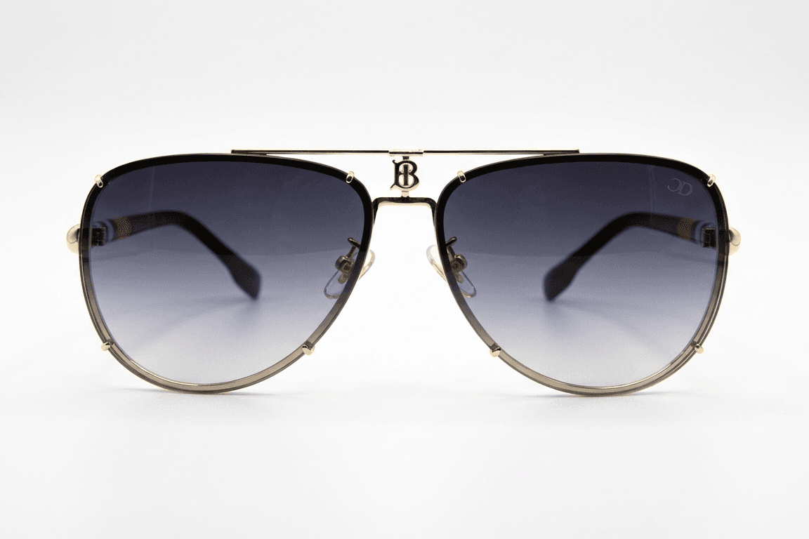 CARLO DALI "MAJESTY" SUNGLASSES | Rimless Purple Gradient Aviators with Signature Heritage Temples thumbnail 2