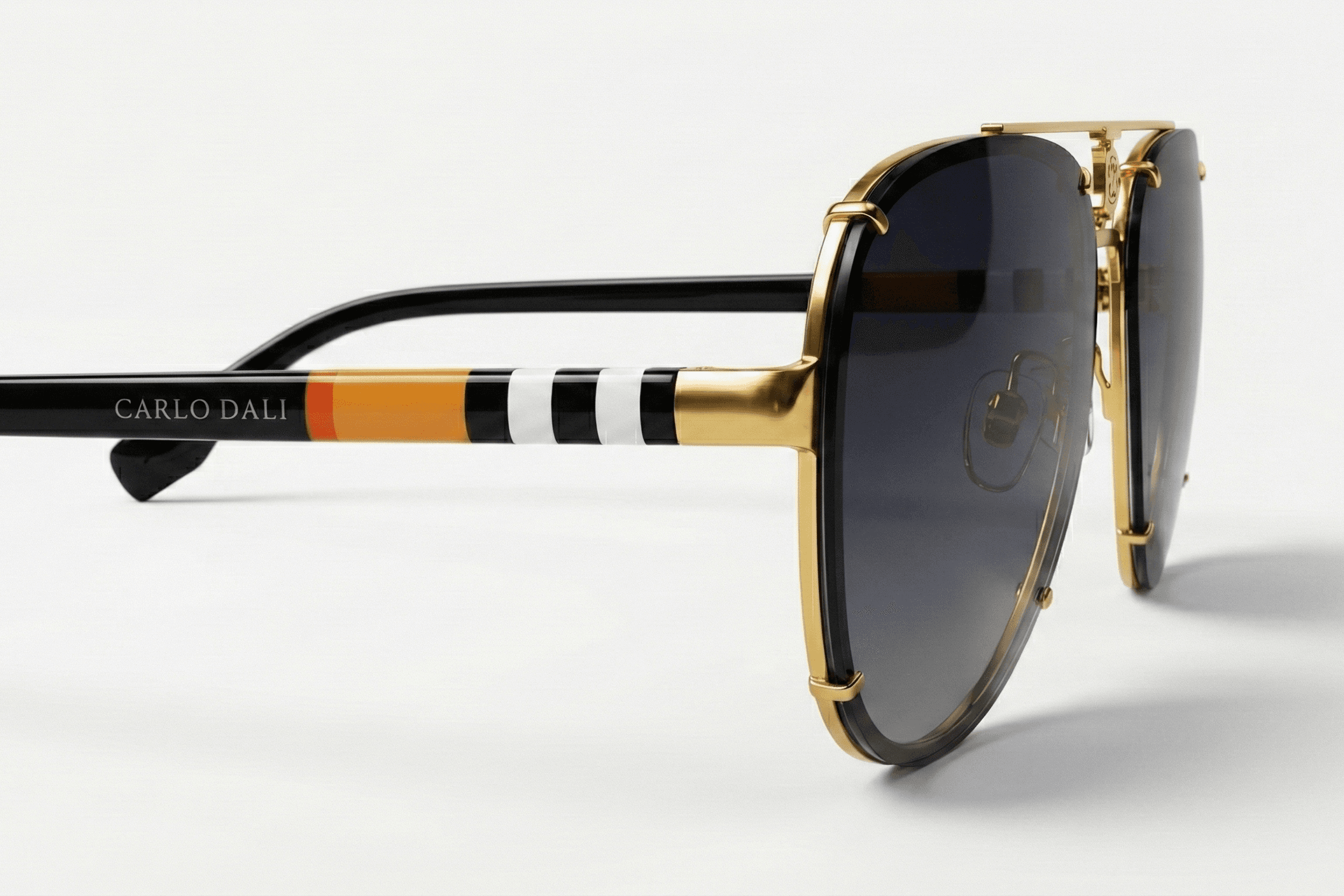 CARLO DALI "MAJESTY" SUNGLASSES | Rimless Purple Gradient Aviators with Signature Heritage Temples thumbnail 3