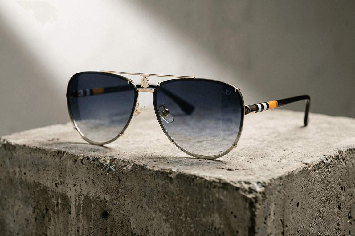 CARLO DALI "MAJESTY" SUNGLASSES | Rimless Purple Gradient Aviators with Signature Heritage Temples thumbnail 5