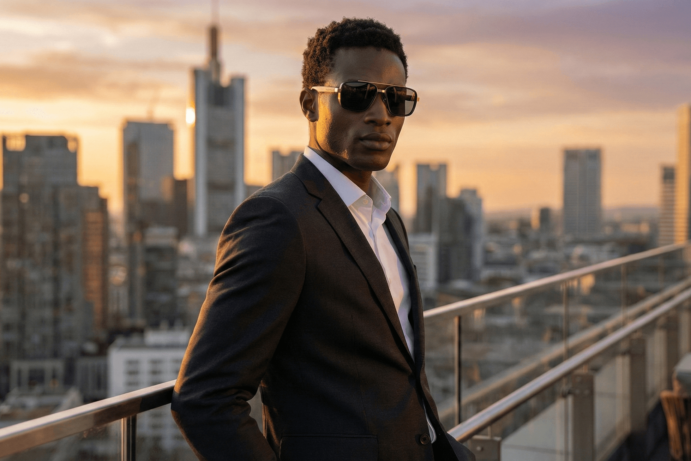 CARLO DALI "MAJESTY" SUNGLASSES | Rimless Purple Gradient Aviators with Signature Heritage Temples thumbnail 7