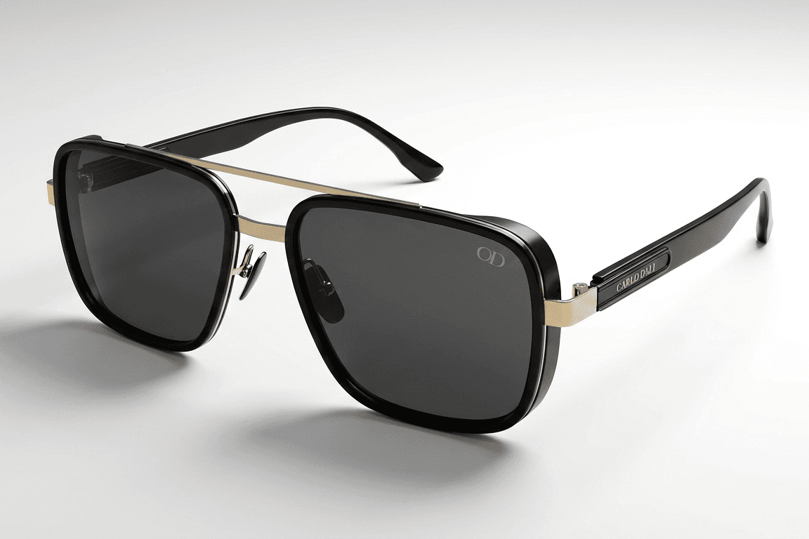 CARLO DALI "SOLSTICE" | Bold Black & Gold Navigator Aviator Sunglasses