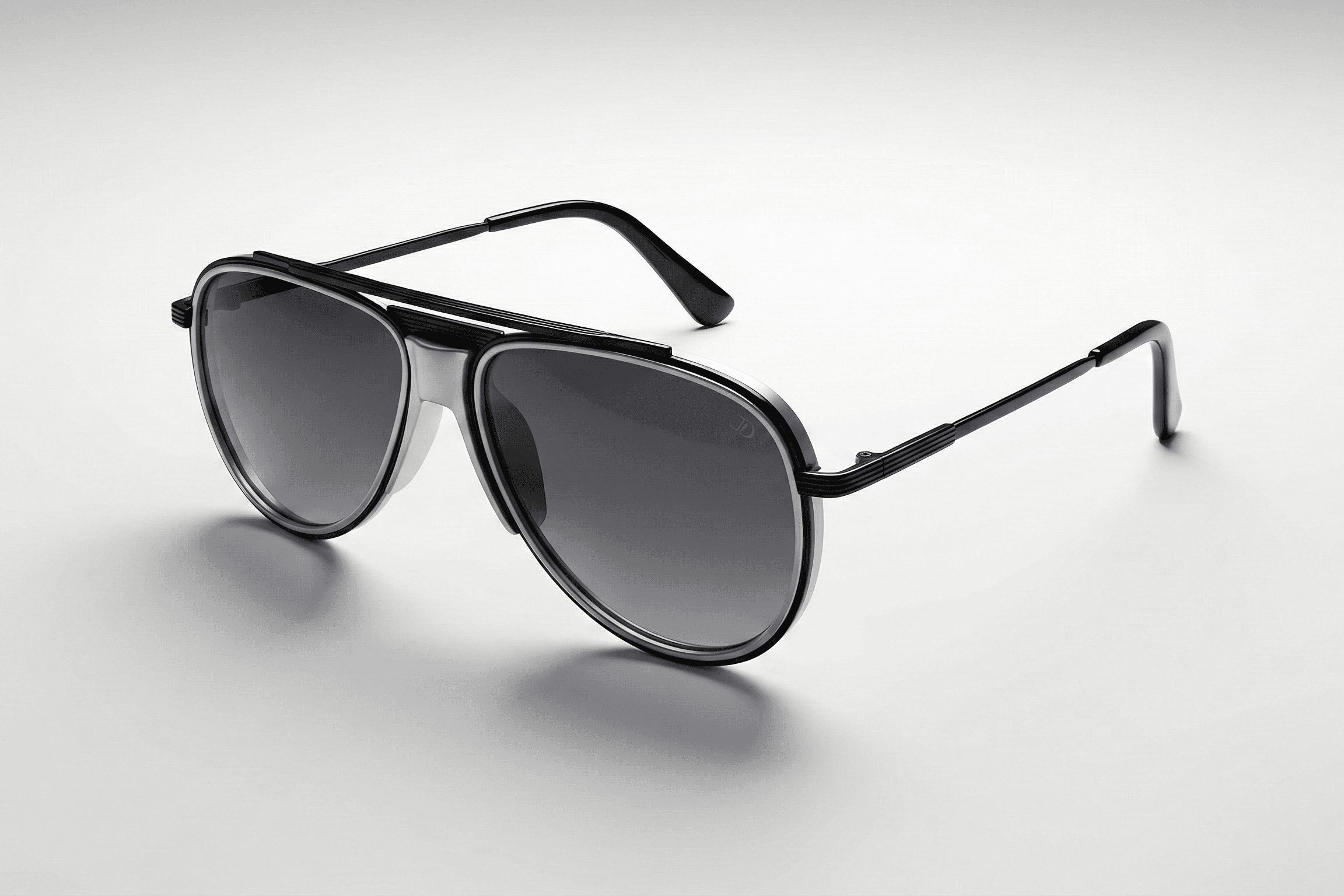 CARLO DALI "ZENITH" | Polished Black & Silver Architectural Aviator Sunglasses