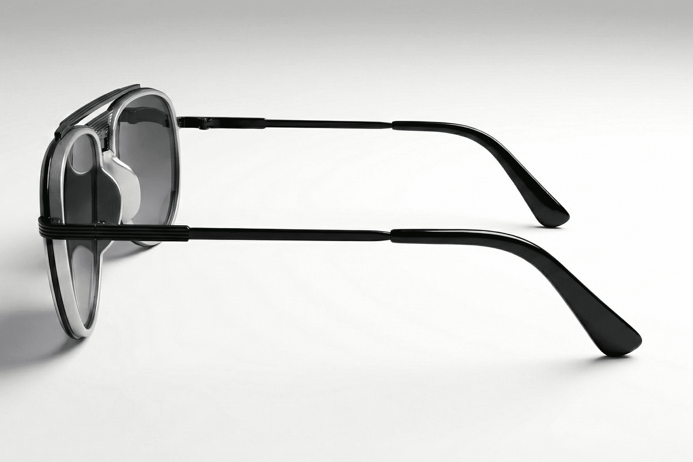 CARLO DALI "ZENITH" | Polished Black & Silver Architectural Aviator Sunglasses thumbnail 3