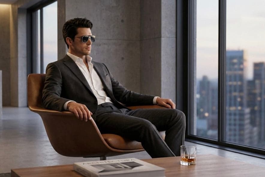 CARLO DALI "ZENITH" | Polished Black & Silver Architectural Aviator Sunglasses thumbnail 5