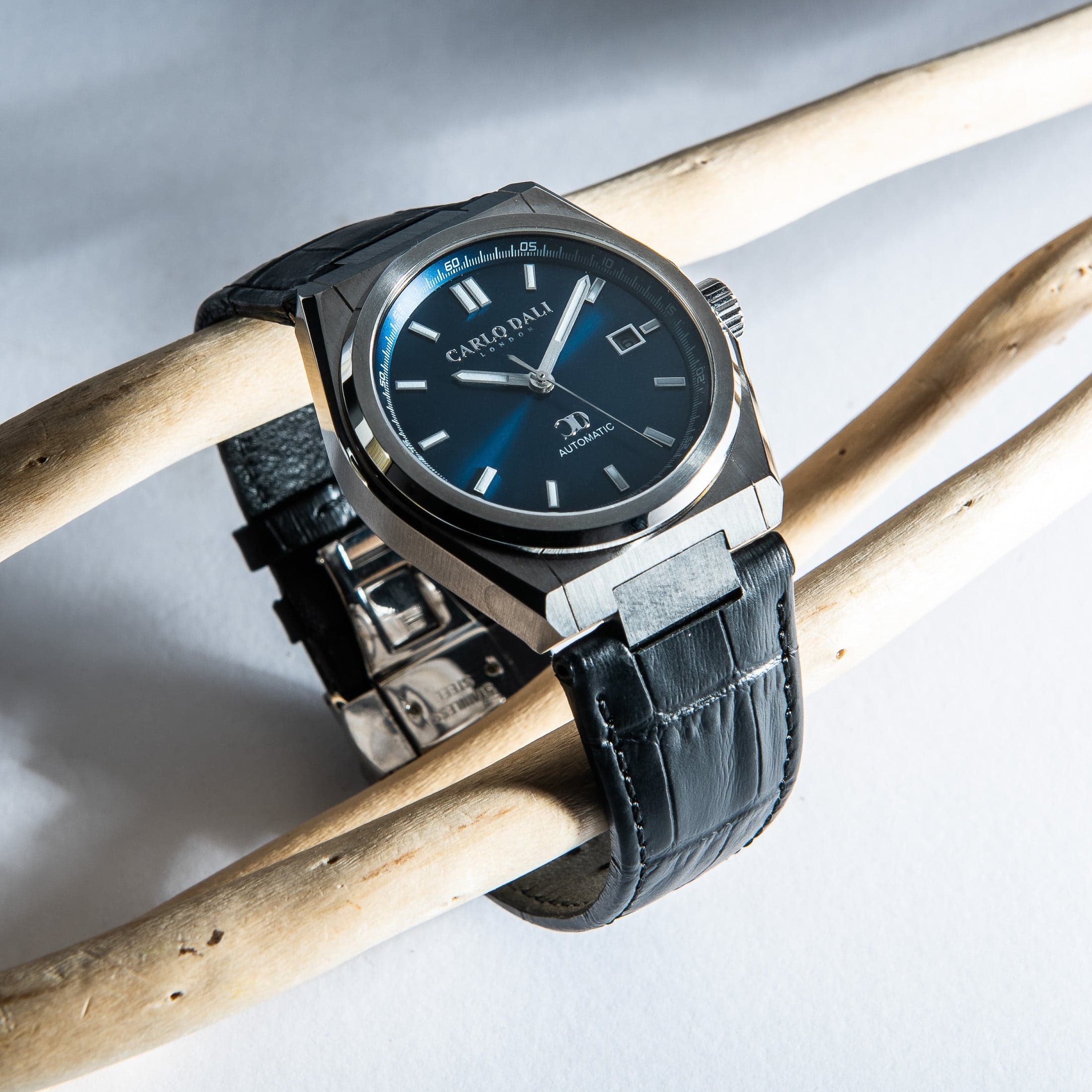 "1888 automatic" BLACK, SILVER & BLUE LEATHER WATCH thumbnail 2