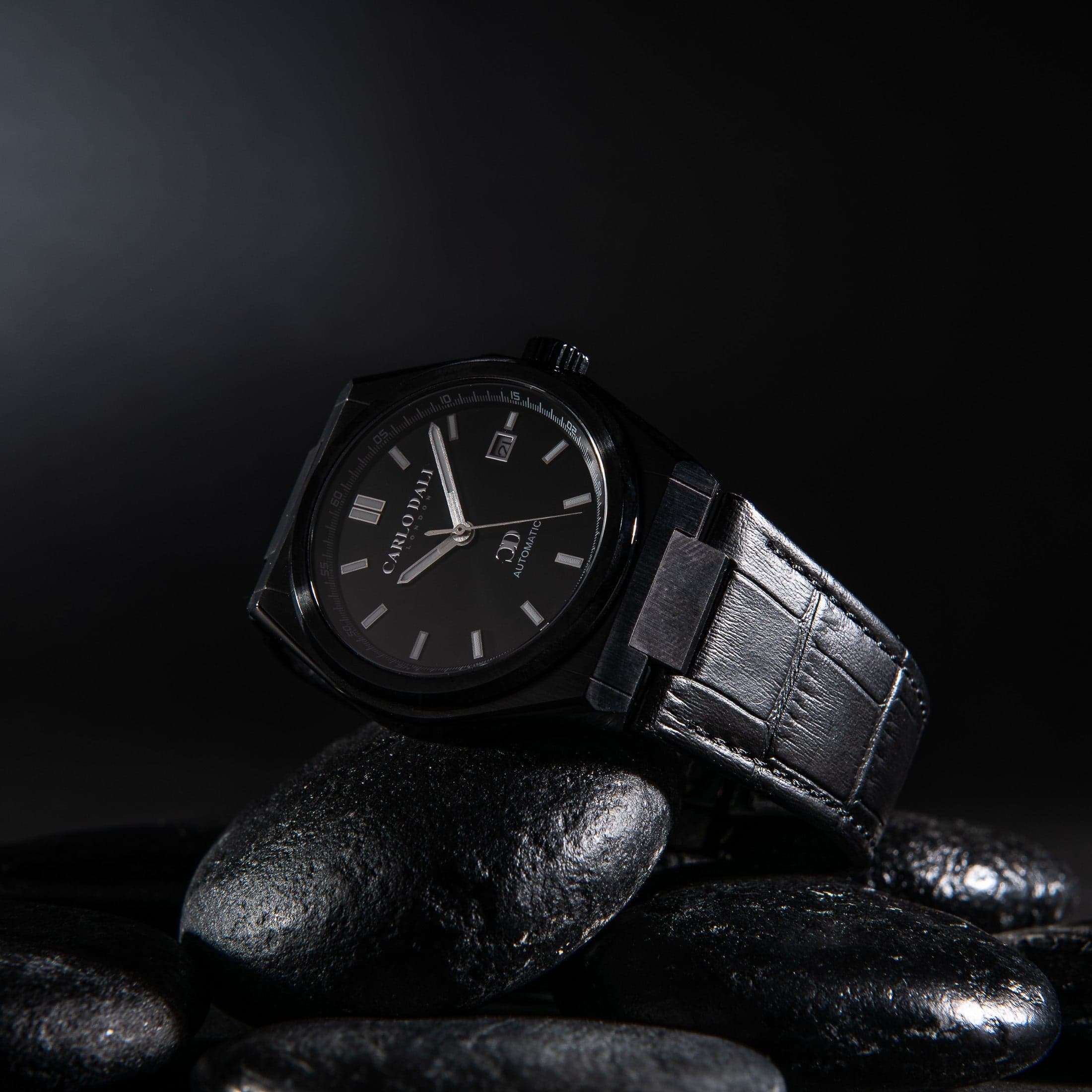 "1888 automatic" TOTAL BLACK LEATHER WATCH thumbnail 2