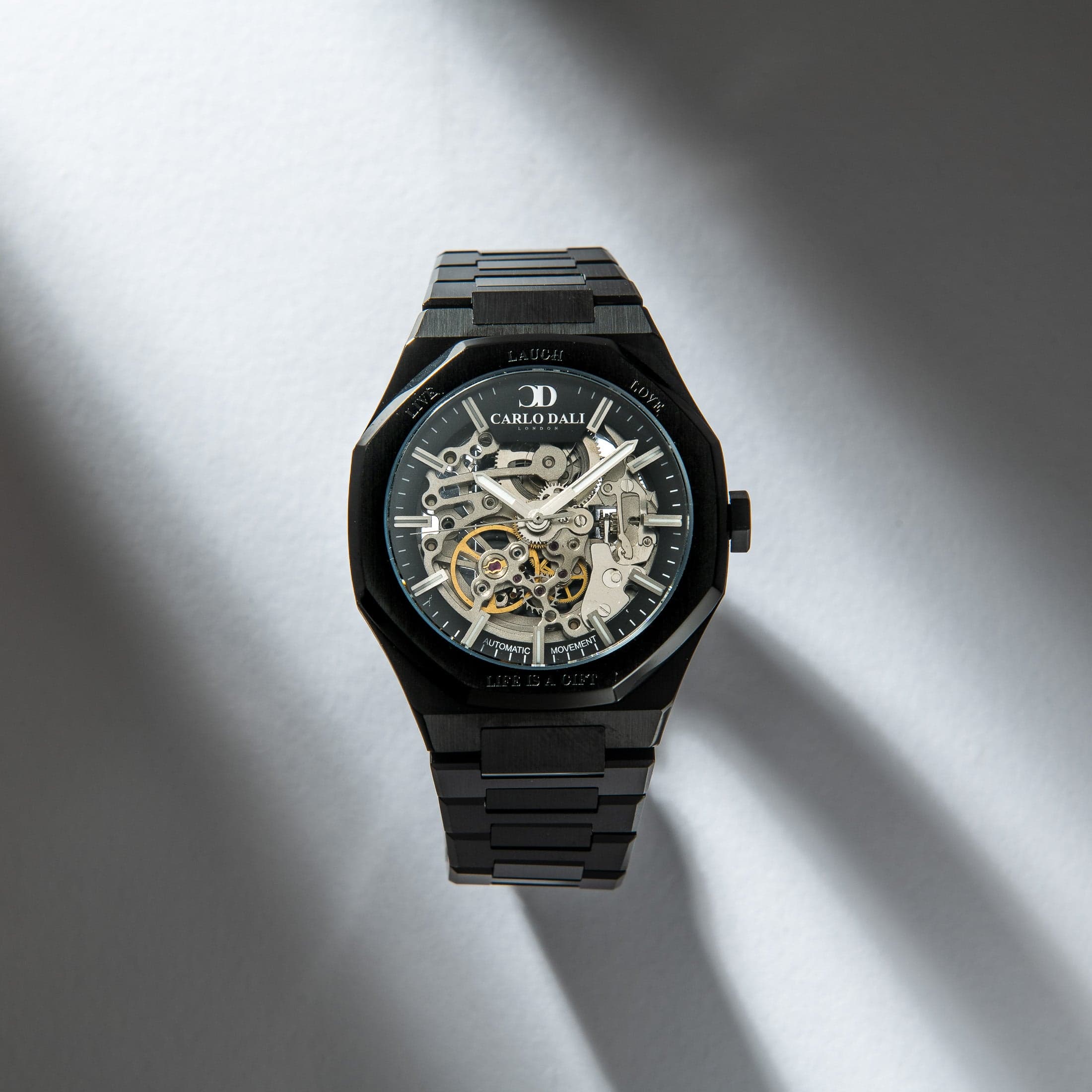"OCTAGON" LIVE LAUGH LOVE TOTAL BLACK LIMITED WATCH thumbnail 2