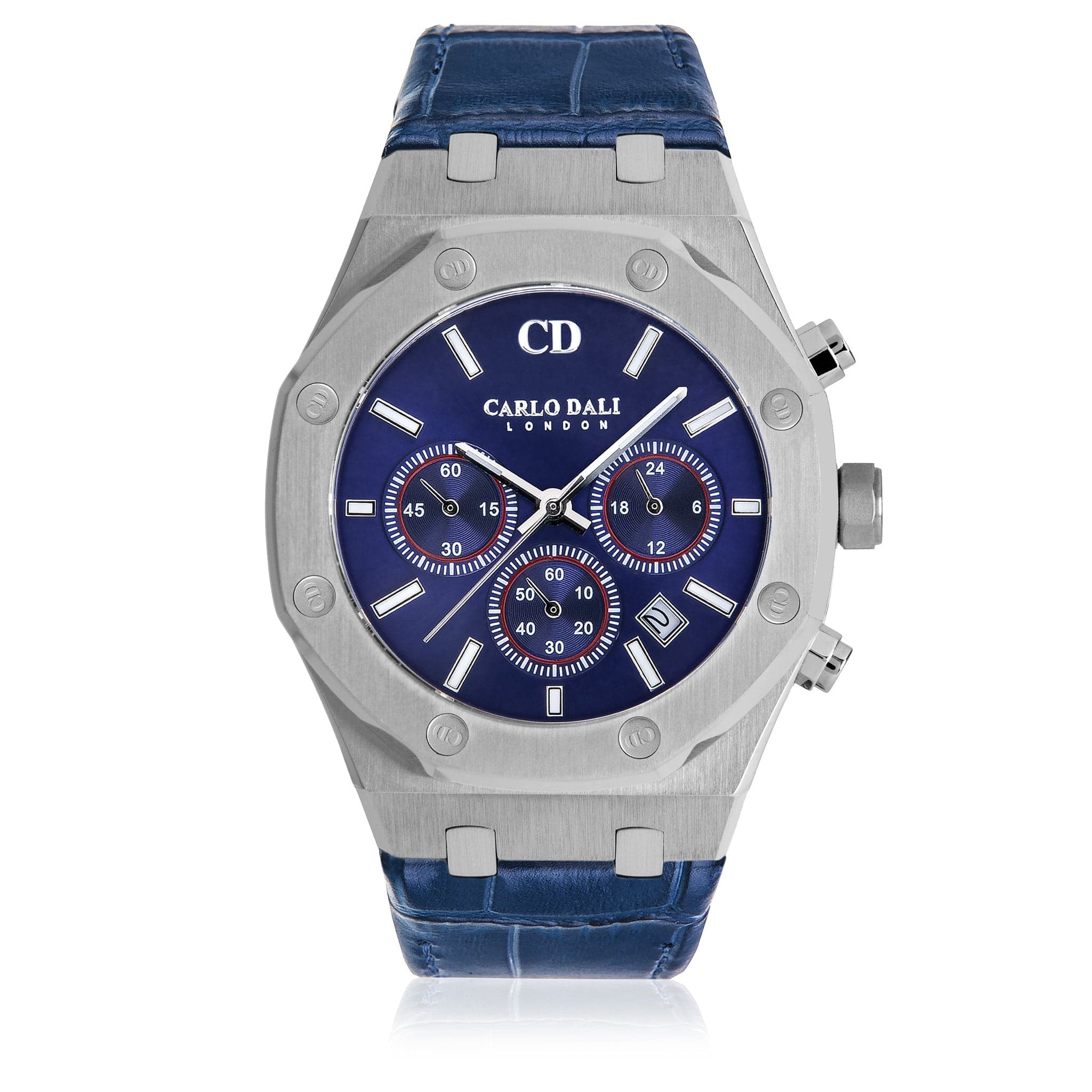 Chronograph Leather Blue Watch