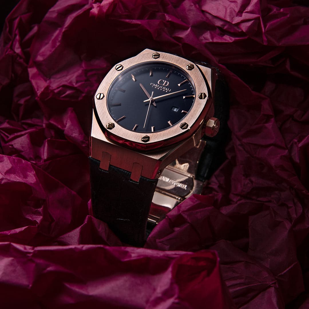 Classic Fusion King Rose Gold Leather Strap Watch thumbnail 2